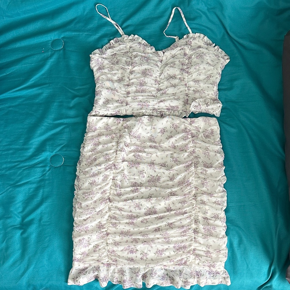 Floral Ruffled Spaghetti Strap Dress